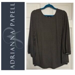 💛 ADRIANNA PAPELL Black & White Polka Dot Top NWT 3X